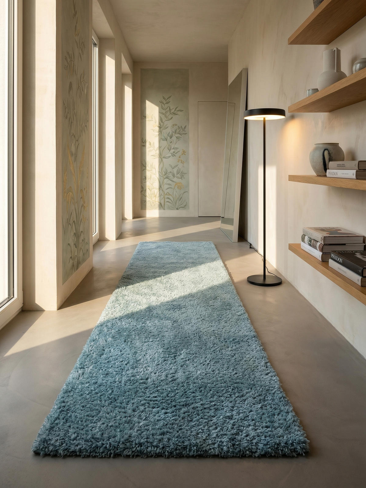 TEPPICH Hochflor Shaggy Einfarbig Weich Flauschig Waschbar Läufer Blau 80x250 cm – SALZACH - Blau, Textil (80/250cm) - KADIMA DESIGN