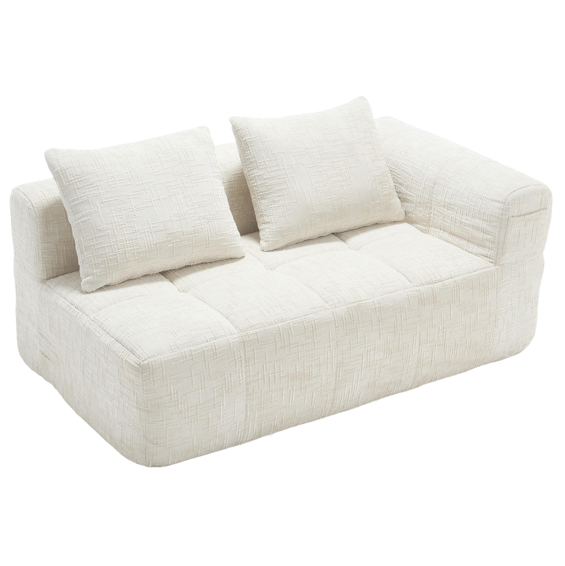 SOFA mit Seitentaschen ca. 158 x 90 cm Chenille Beige - Beige, Kunststoff (158/60/90cm) - Meubliv
