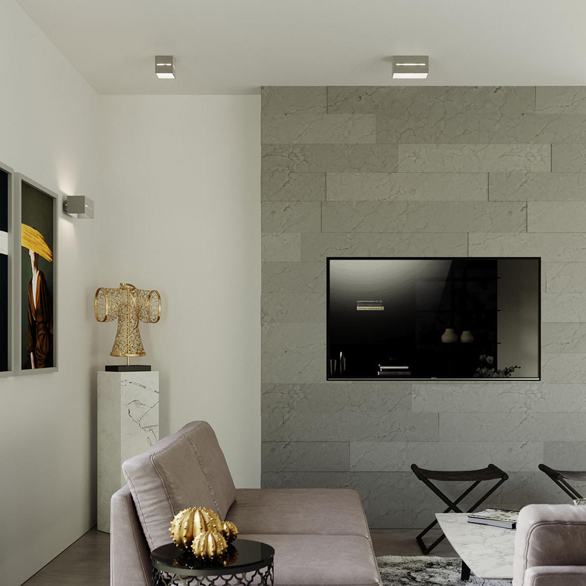 DECKENLEUCHTE Aluminium Grau Quadratisch - Grau, Metall (10/10/10cm)