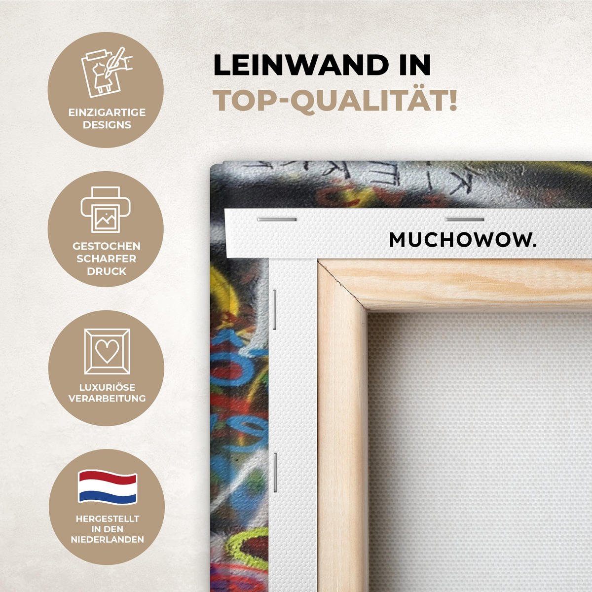 LEINWANDBILD Graffiti - Junge - Ilussie - Straßenkunst Wandbild Wohnzimmer 60x80 cm - Hellgrau, Textil (60/80cm) - MuchoWow