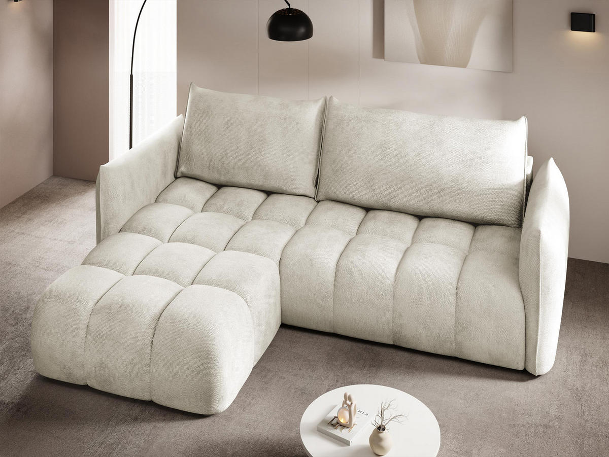 ECKSOFA Marsala, Seite: Links - Beige/Schwarz, Holz/Kunststoff (245/167cm) - MIRJAN24