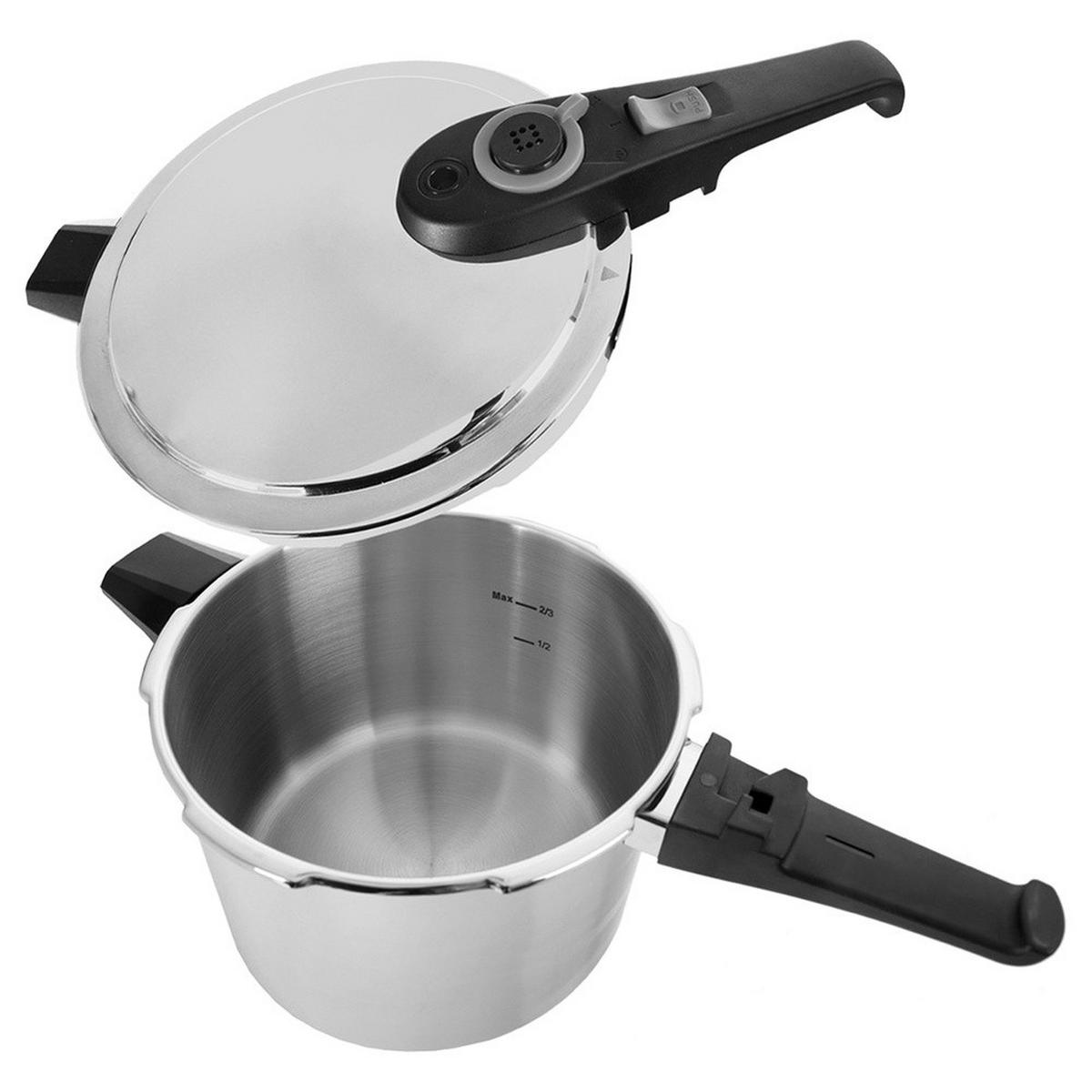 SCHNELLKOCHTOPF Wind mit Automatikverschluss silber - Silberfarben, Metall (6L) - Orion 