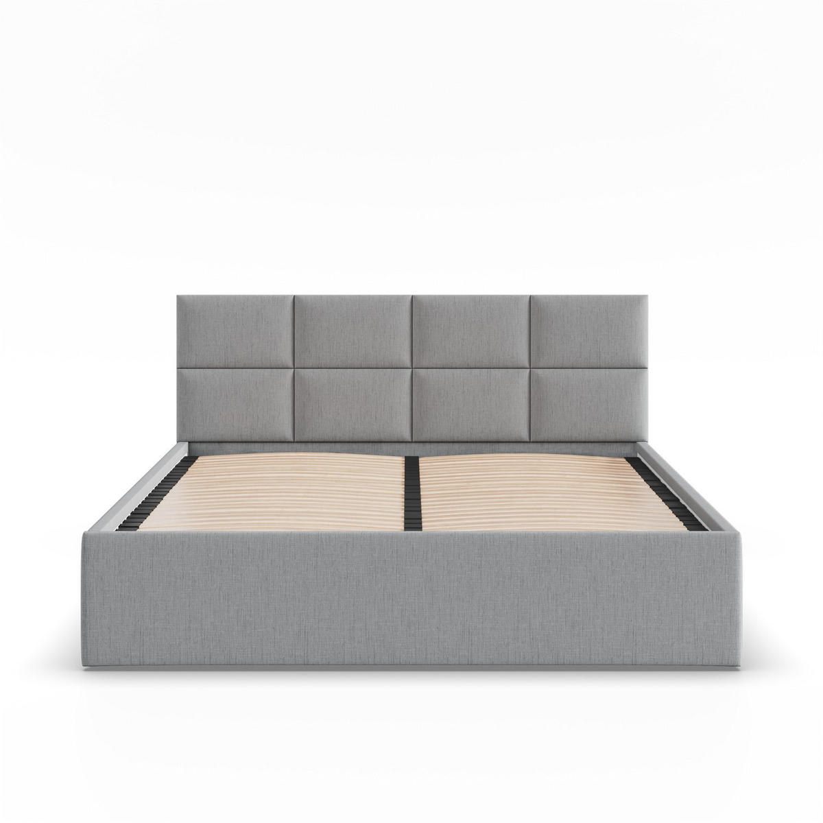 POLSTERBETT MIT KOPFTEIL 160x200 ohne Bettkasten BORGO, Grau - Hellgrau, Textil (160/200cm) - Mebligo