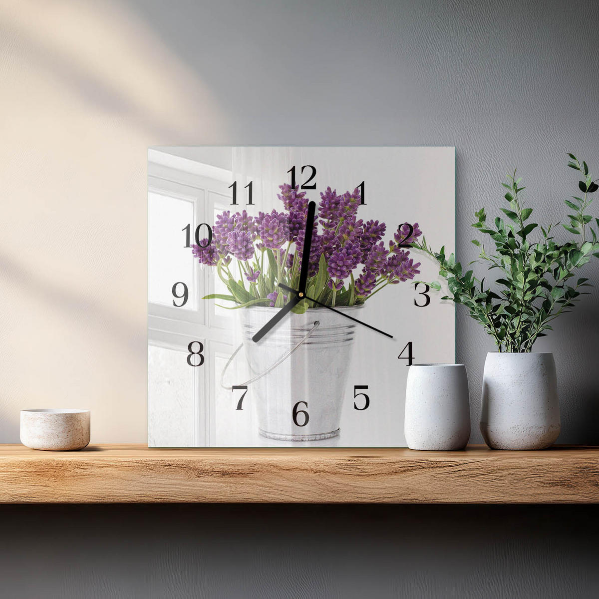 WANDUHR 30x30 cm - Lavendel - Lila, Glas (30/30/0.4cm) - TULUP