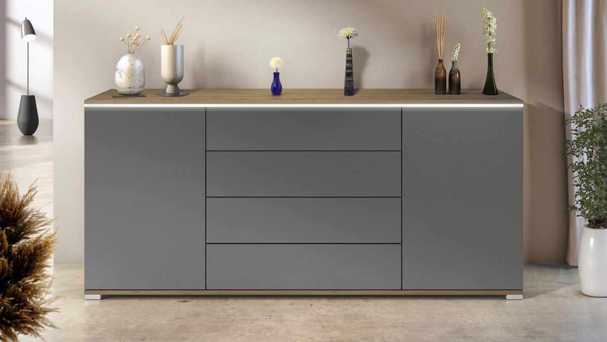 SIDEBOARD Faro Anthrazit matt - Anthrazit, Holzwerkstoff (166.5/75.5/35cm) - Vladon