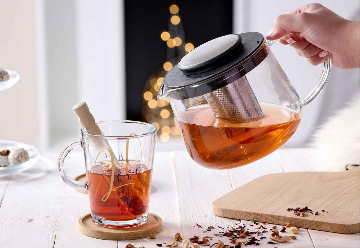TEEKANNE MIT SIEB Yucca schwarz-transparent 1,5 l - Transparent/Schwarz, Glas (1.5L) - Ritzenhoff Breker