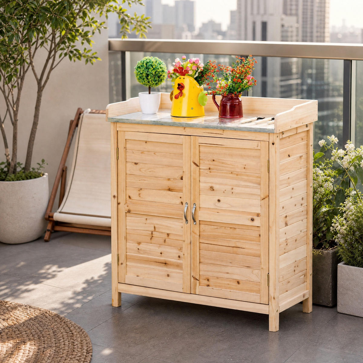 GARTENKOMMODE 83/92/40 cm Natur aus Holz mit Arbeitsplatte - Naturfarben, Holz (40/92/83cm) - OKMYHOME