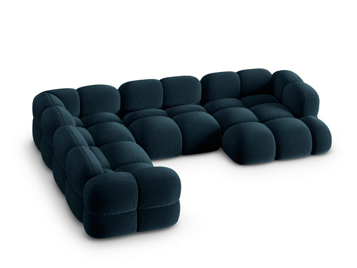 PANORAMASOFA links Loretto aus Samt petrol 5 Sitzplätze - Petrol, Textil (250/68/345cm) - Cosmopolitan Design