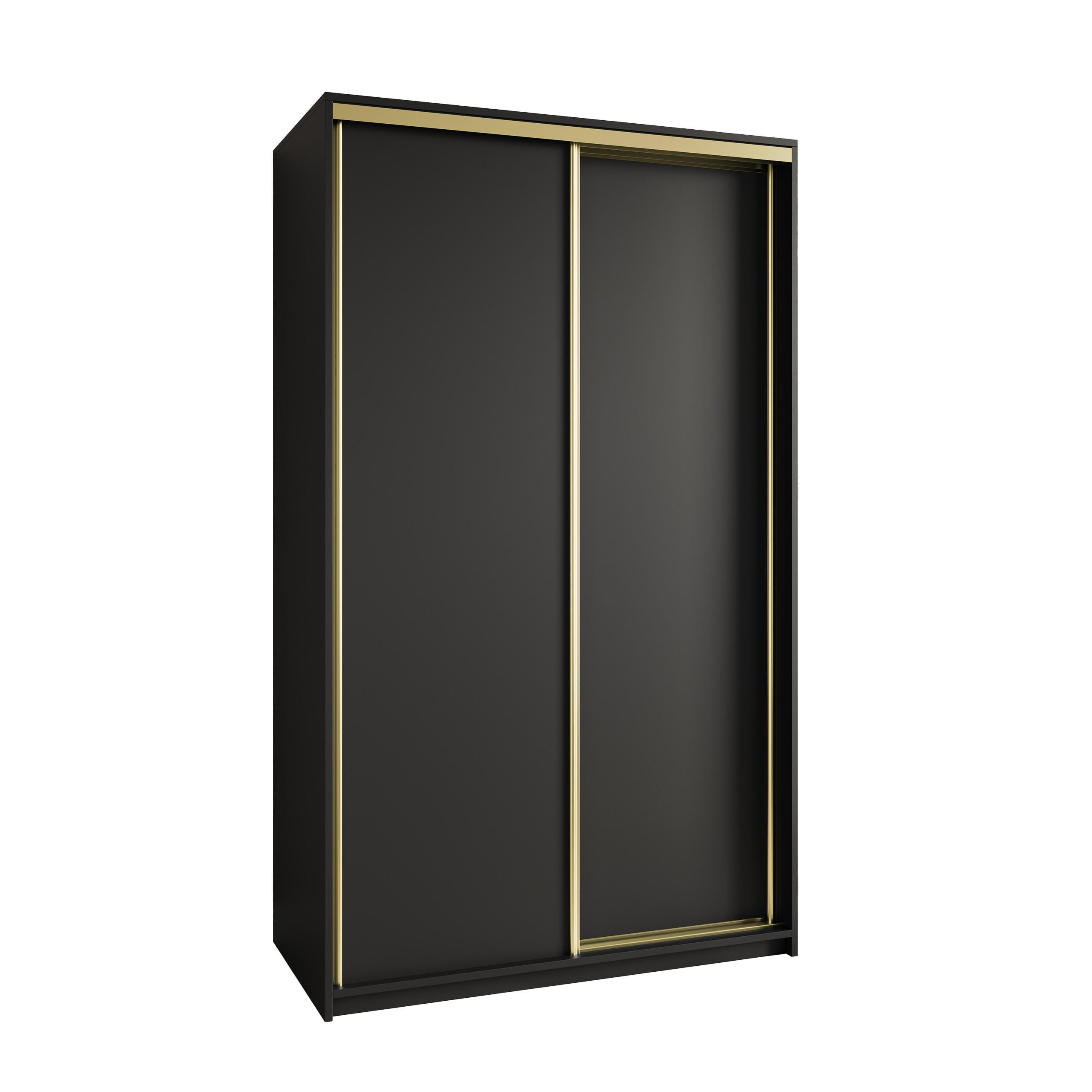 SCHWEBETÜRENSCHRANK NISSE 120/205/60 cm 2-türig Schwarz - Schwarz, Holzwerkstoff (120/205/60cm) - MASSENO