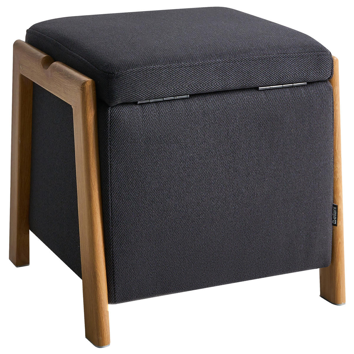 POUF cu spațiu de depozitare textil 45 cm negru Edland - negru, material textil (45/44/43cm) - Beliani