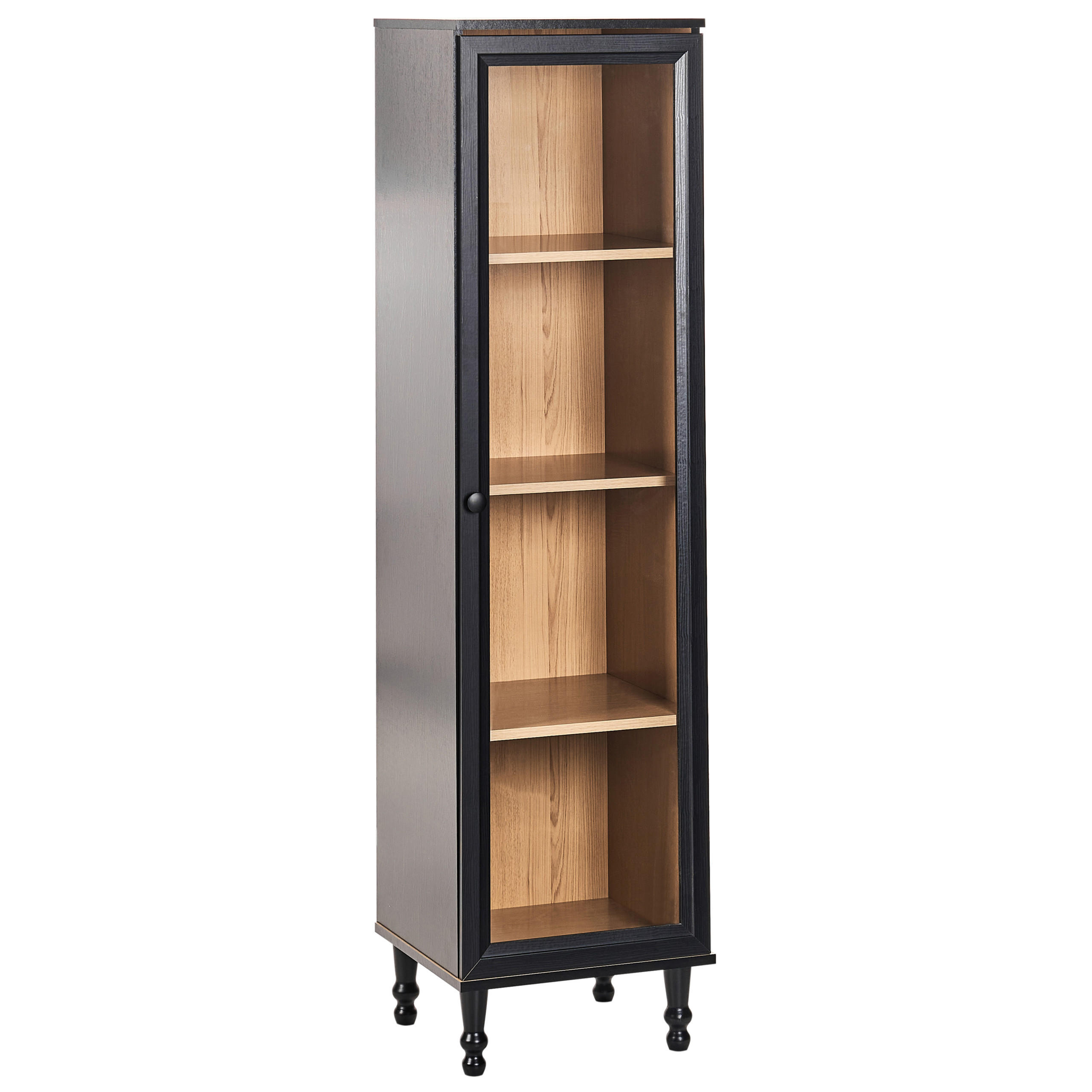 VITRINE mit Glastüren 40 cm Schwarz Tingledale - Schwarz, Holzwerkstoff (40/150/38cm) - Beliani