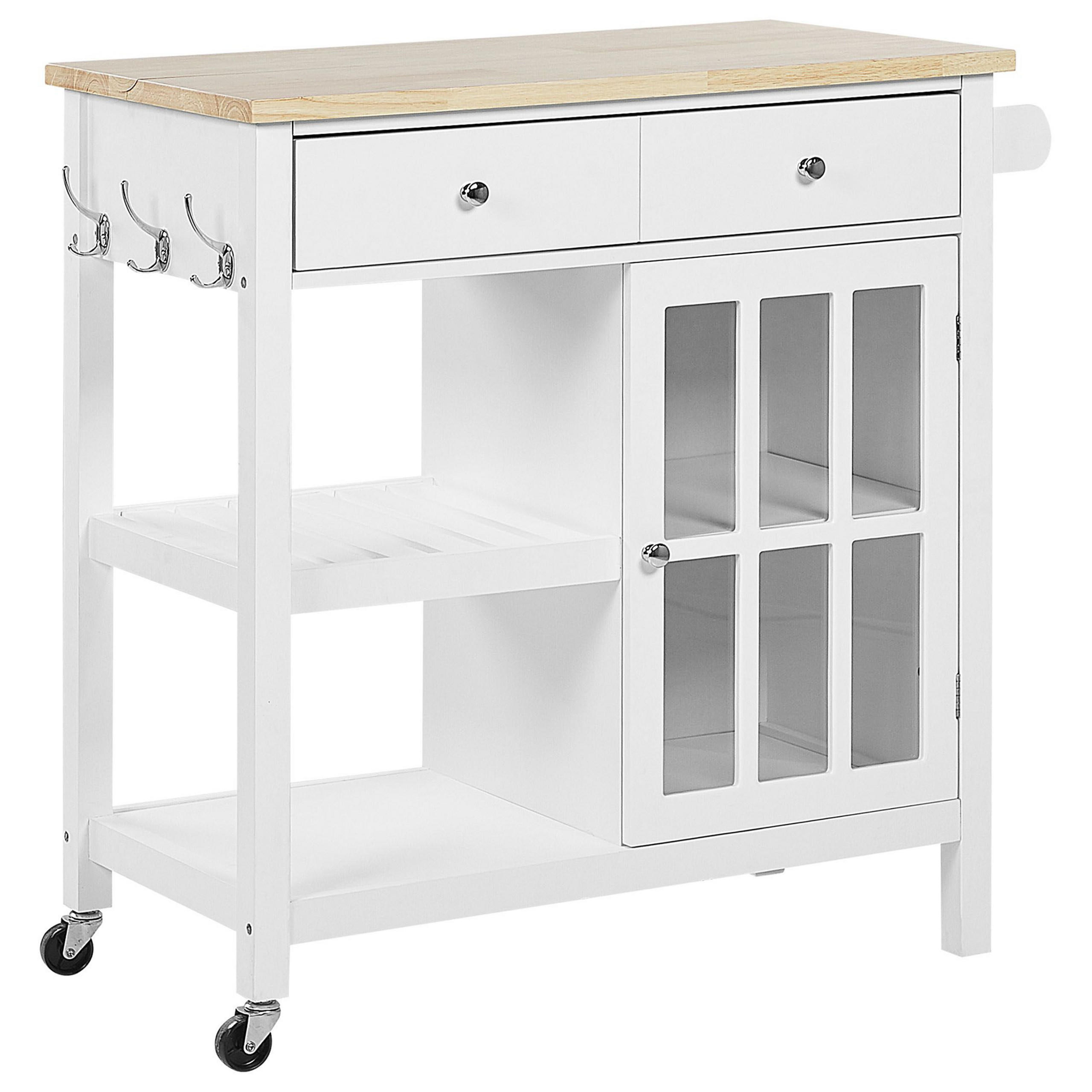 Beliani Servierwagen Weiß, Braun 80x88x43 cm