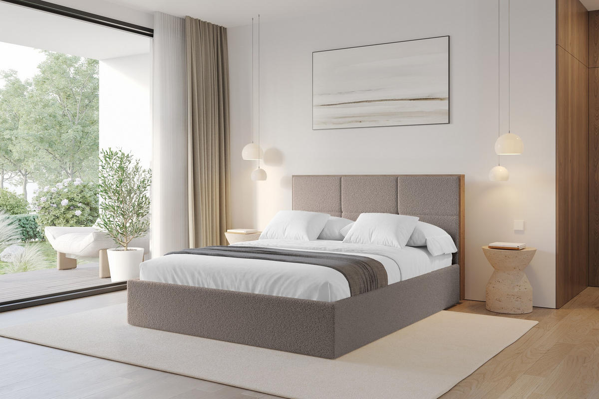 POLSTERBETT mit Bettkasten und Lattenrost, Bett mit Matratze H3/H4 - LILA 140x200 Braun - Braun, Holzwerkstoff/Textil (140/200cm) - ALTDECOR