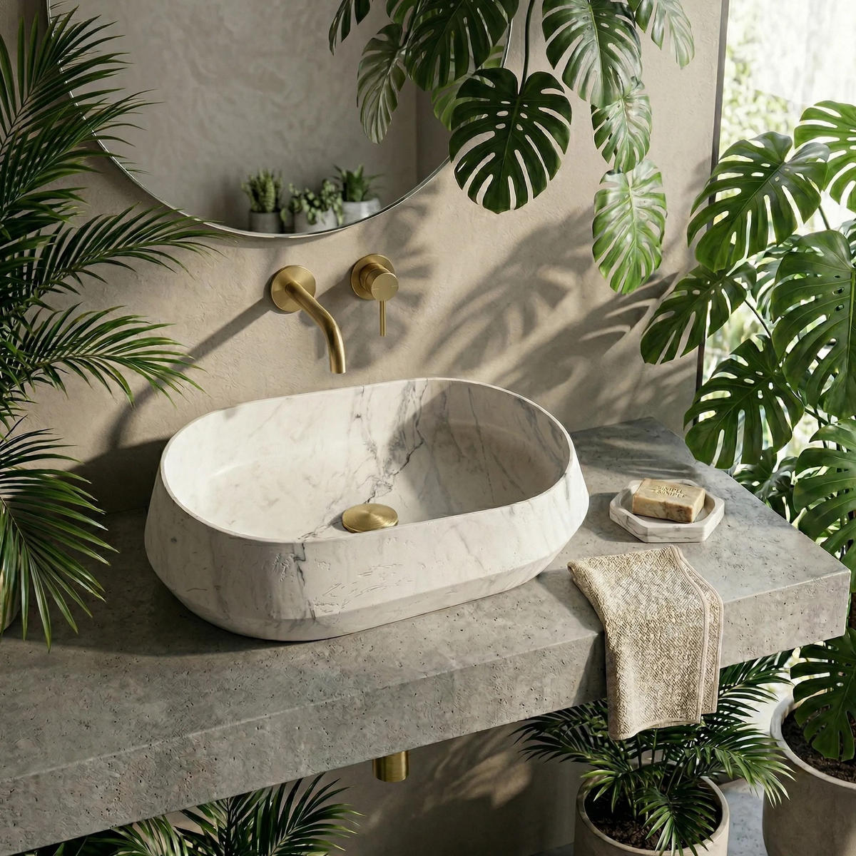 AUFSATZWASCHBECKEN Rea Zoe Marlo - Beige, Kunststoff (38/17/59cm) - REA
