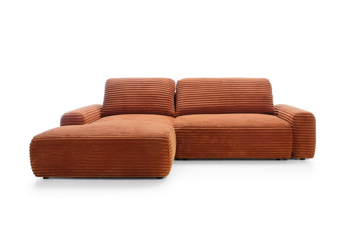 ECKSOFA Cordina Orange, mit Schlaffunktion und Bettzeugbehälter, linke seite - Orange, Holzwerkstoff (264/162cm) - Bettso