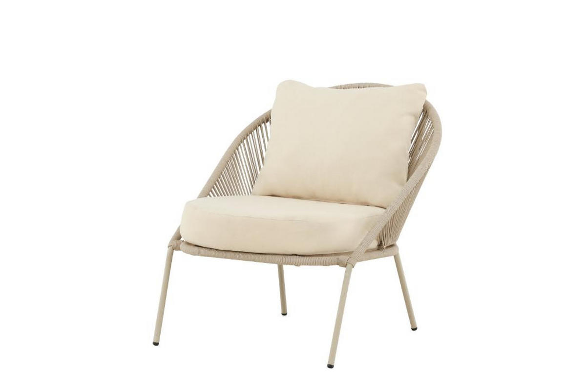 LOUNGESESSEL, Lindos, Beige, Stahl, 74 x 81 x 77 cm - Beige, Metall (74/77/81cm) - ebuy24