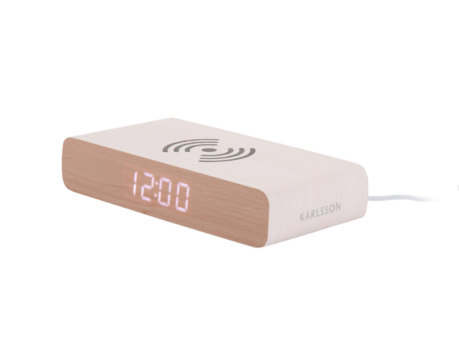 WECKER Retro Flat LED 16/7/3 cm - Weiß, Holz (7/3/16cm) - Karlsson