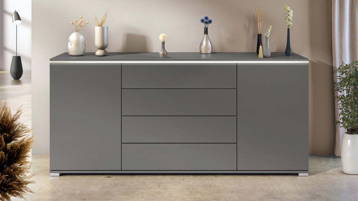 SIDEBOARD Faro Anthrazit matt - Anthrazit, Holzwerkstoff (166.5/75.5/35cm) - Vladon