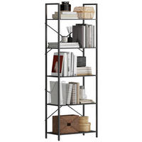 BÜCHERREGAL DE-09384 5 Ebenen mit Metallrahmen Schwarz - Schwarz, Metall (30/170.5/60cm) - ComfortXL