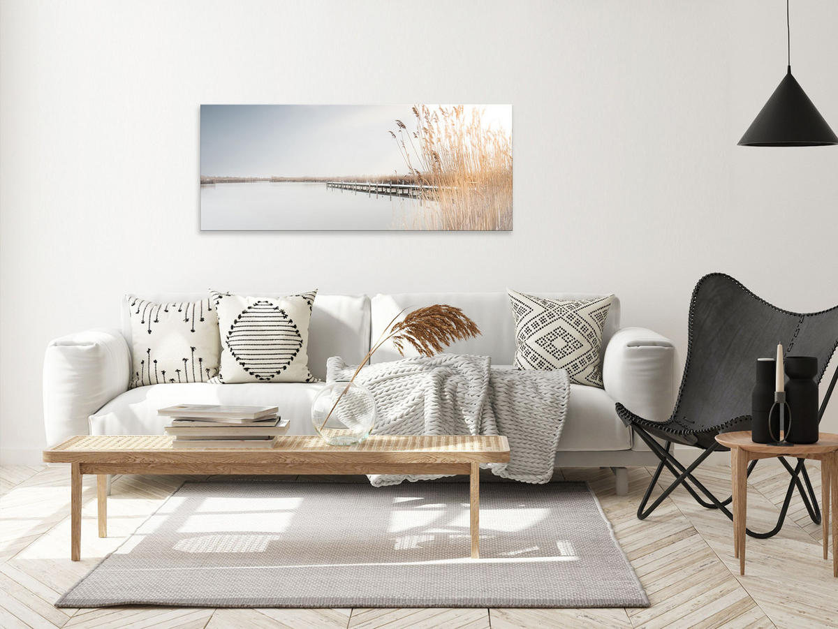 GLASBILD 125x50 cm Landschaft See beige - Beige, Glas (125/50cm) - artissimo