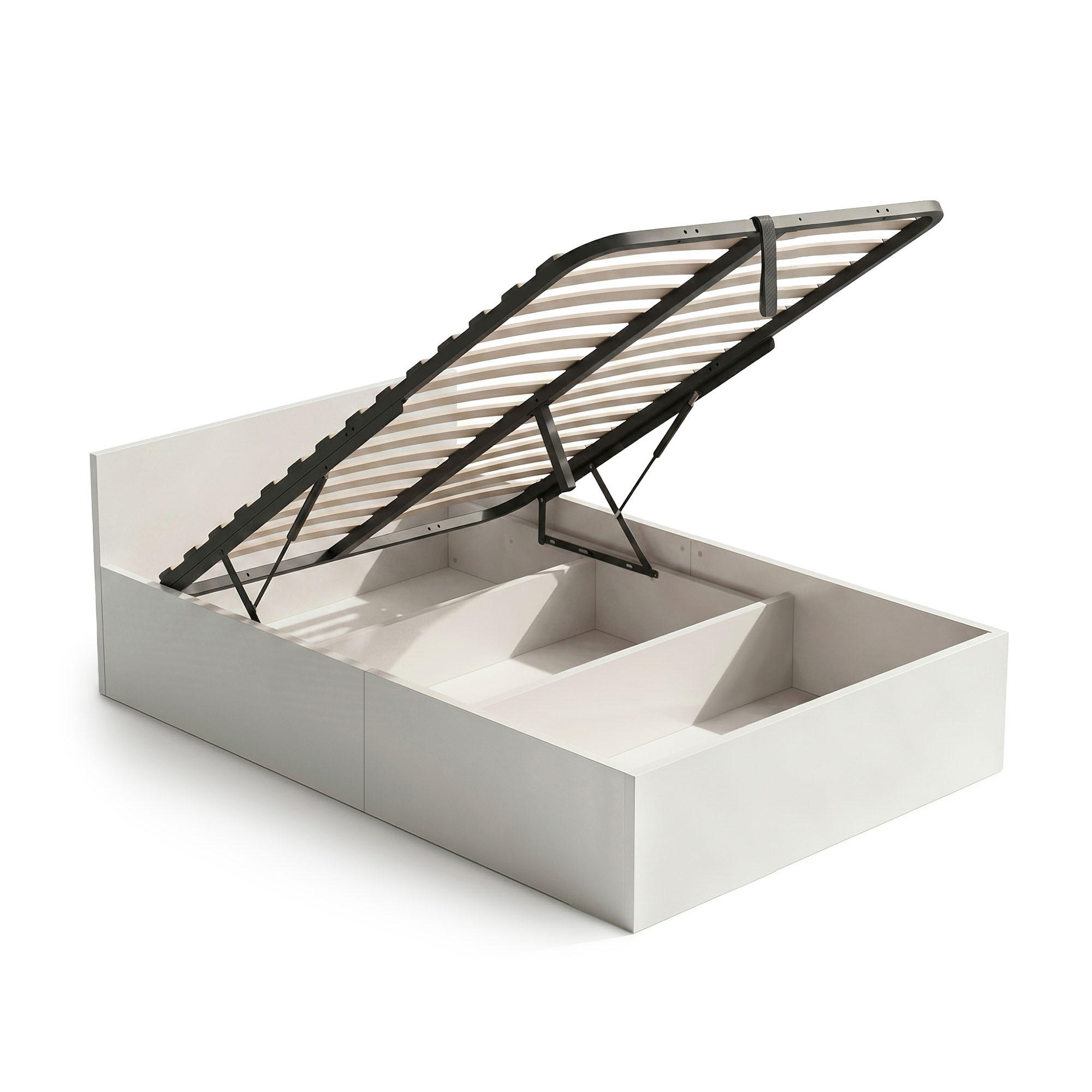 BETT mit Bettkasten 100x200 cm Metalllattenrost Weiß - Weiß, Holzwerkstoff (100/200cm) - Akord