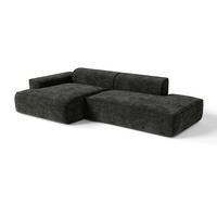 ECKSOFA (links) HANA Strickvelours Dunkles Anthrazit 260cm - Dunkelgrau/Anthrazit, Textil (260/155cm) - Premium Interiors