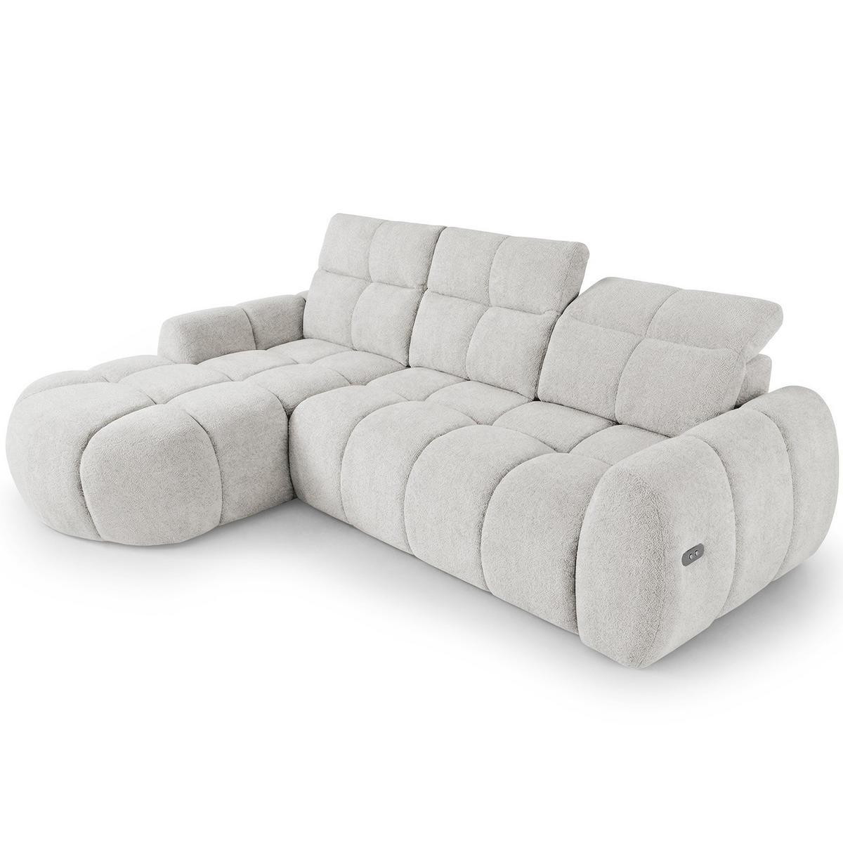ECKSOFA Sorel Mini mit Automatisch verstellbarer Sitztiefe und Kopfstützen, links, Hellbeige - Beige, Textil (190/275cm) - Beautysofa
