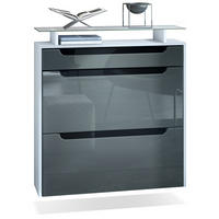 SCHUHSCHRANK Annie Grau Hochglanz / Schwarz Hochglanz - Schwarz/Grau, Holzwerkstoff (89/96/23cm) - Vladon