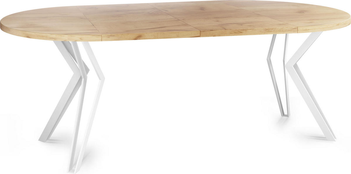 ESSTISCH Austin runder ausziehbarer, Craft Eiche 120-200/100/76 cm - Eiche Wotan/Weiß, Holzwerkstoff/Metall (120/120/76cm) - WFL GROUP