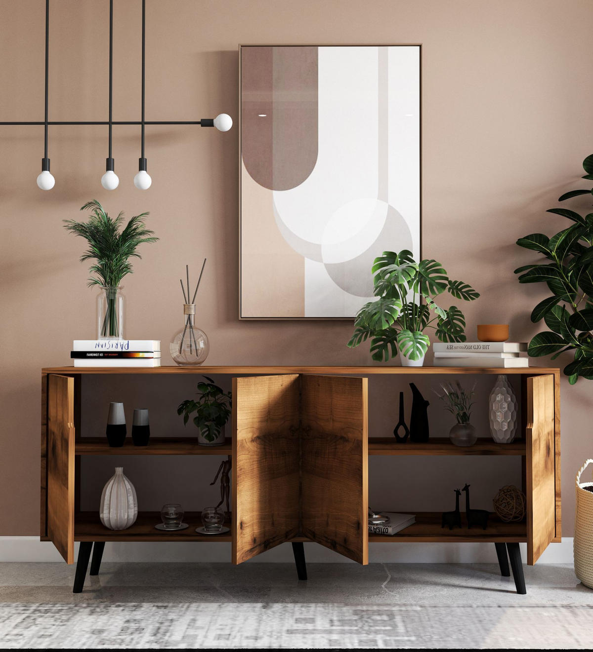 BUFFETSCHRANK latina Braun - Braun, Holz (45/80/180cm) - Habitat Garten