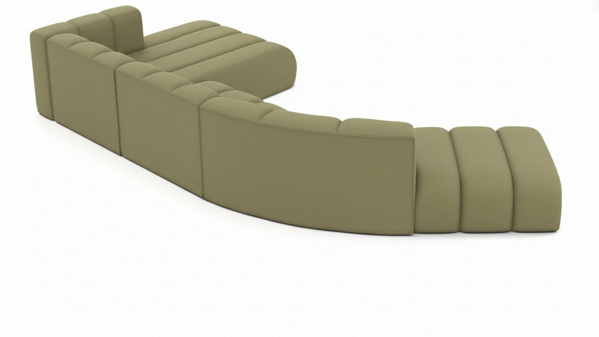 ECKSOFA L-Form GRAND Round, Stoff Salvador, Olive, Links - Olivgrün, Holz (445/179cm) - Kaiser Möbel