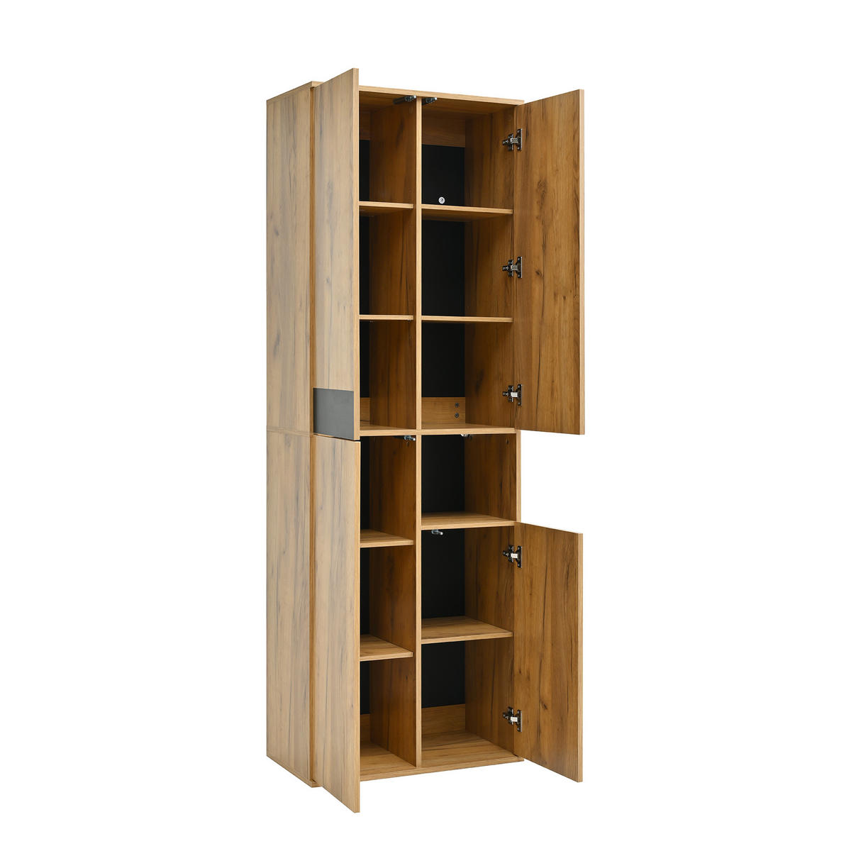 SCHRANK Hoch mit Spiegel Schwarz Natur 65x35x190cm - Multicolor, Holzwerkstoff (35/190/65cm) - FLIEKS