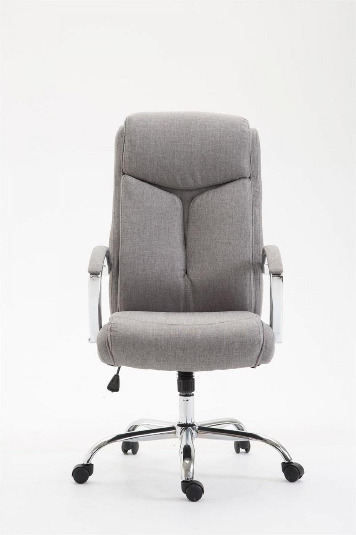 CHEFSESSEL Stoff grau - Chromfarben/Grau, Textil/Metall (65/115/73cm) - CLP