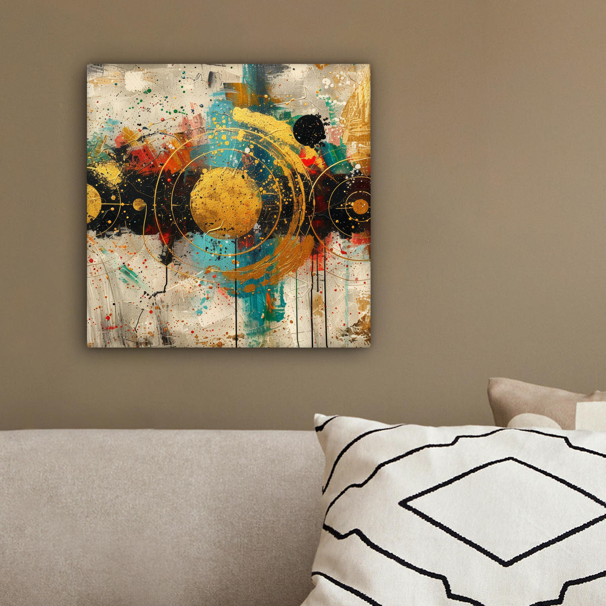 LEINWANDBILD - Abstrakt - Kunst - Gold - Modern - 20x20 - Wandbilder - Multicolor, Textil (20/20cm) - MuchoWow