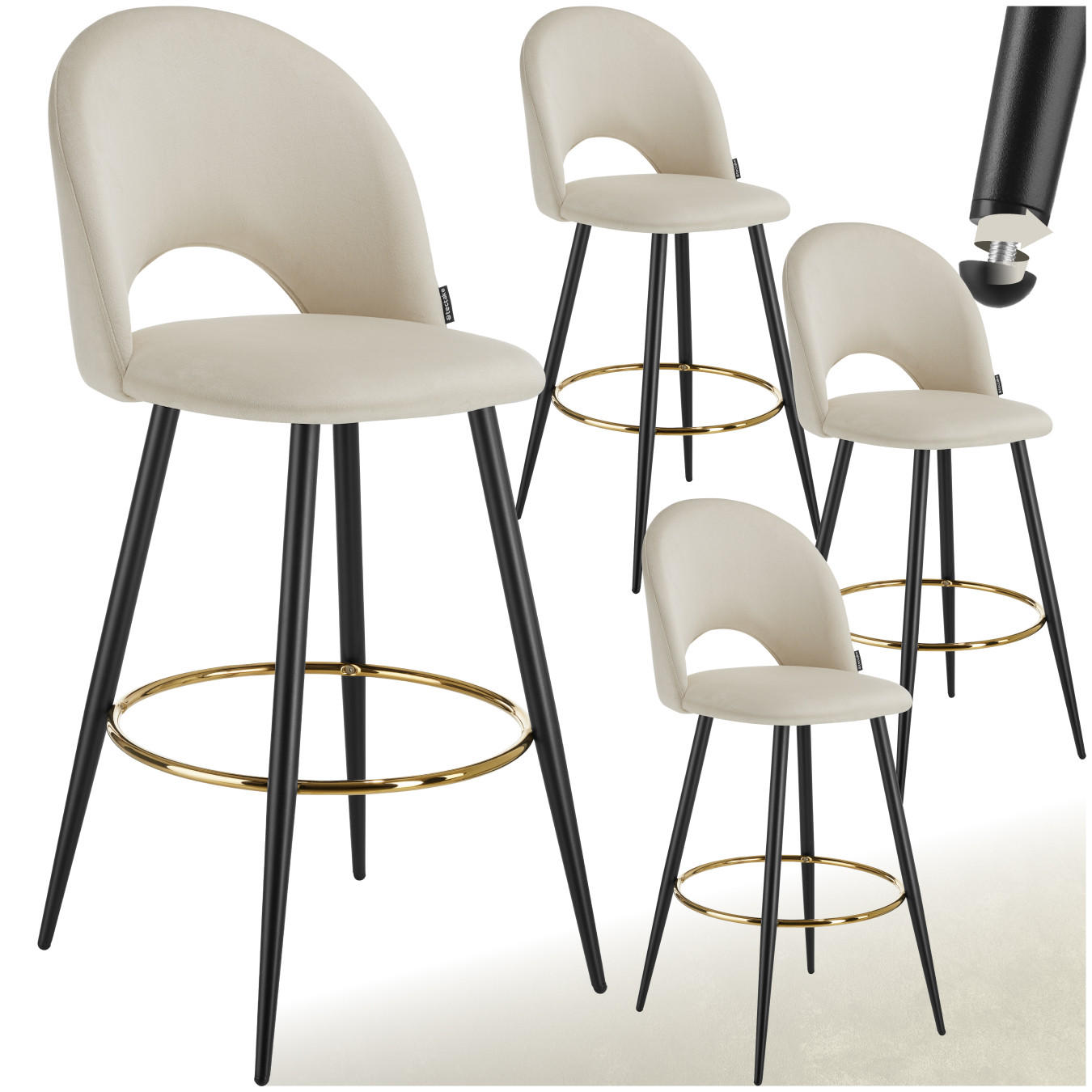 BARSTUHL Sachel,49 x 58 x 110 cm, Belastbarkeit 120 kg,creme/schwarz - Creme/Schwarz, Kunststoff (49/110/58cm) - tectake