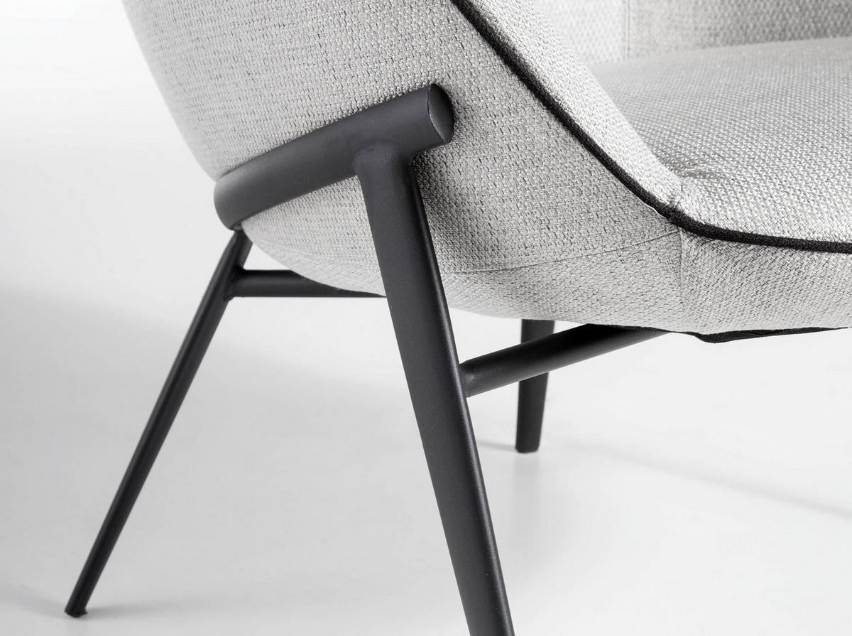 SESSEL aus grauem Stoff - Schwarz/Grau, Textil/Metall (76/84/67cm) - ANGEL CERDA