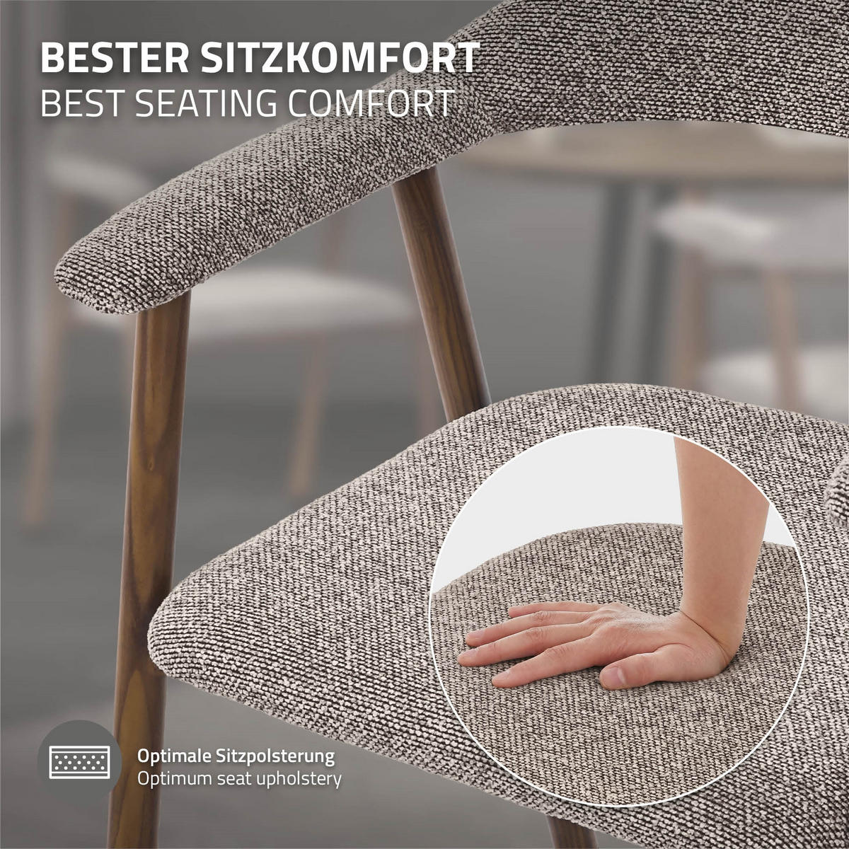 JÍDELNÍ ŽIDLE, sada 2 ks, hnědé s proplétaným vzorem a ocelovou konstrukcí v imitaci dřeva - hnědá, kov/textil (59/78/61cm) - ML-DESIGN