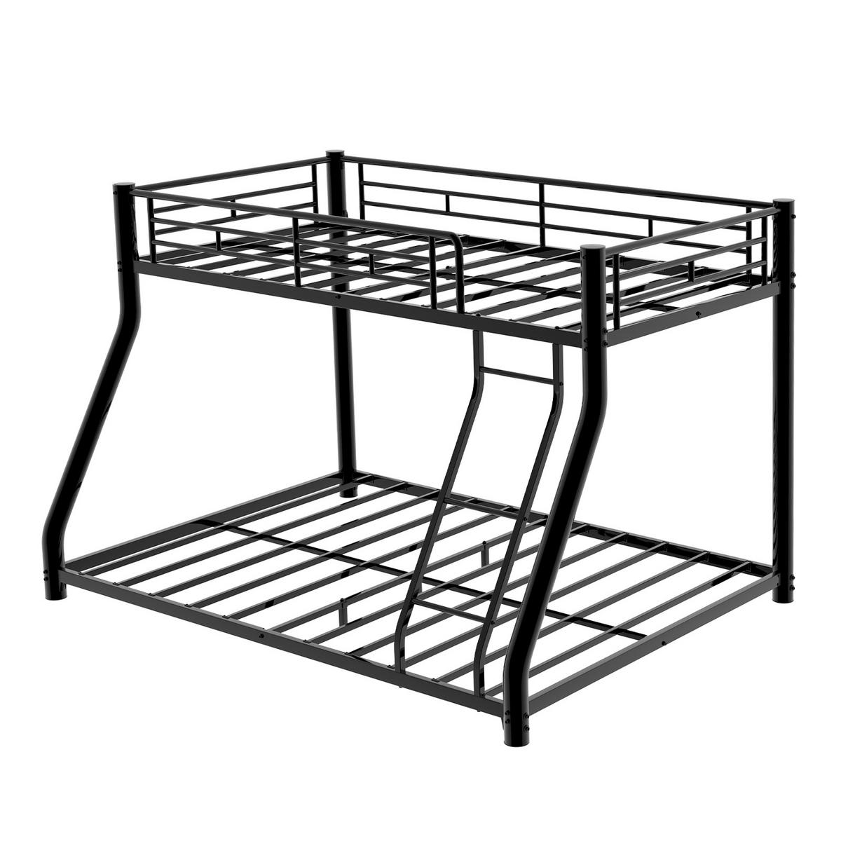 BETTRAHMEN Schwarz Liegefläche 90/190 cm und 140/190 cm, Metall-Etagenbett, Leiter, Sicherheitsgeländer - Schwarz, Metall - PANGIVO