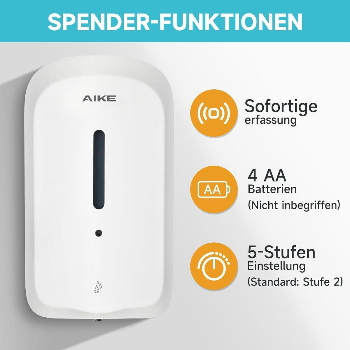 SEIFENSPENDER automatisch Wandmontiert 1000 ml Weiß - Weiß, Kunststoff (14.9/11.2/25.7cm)