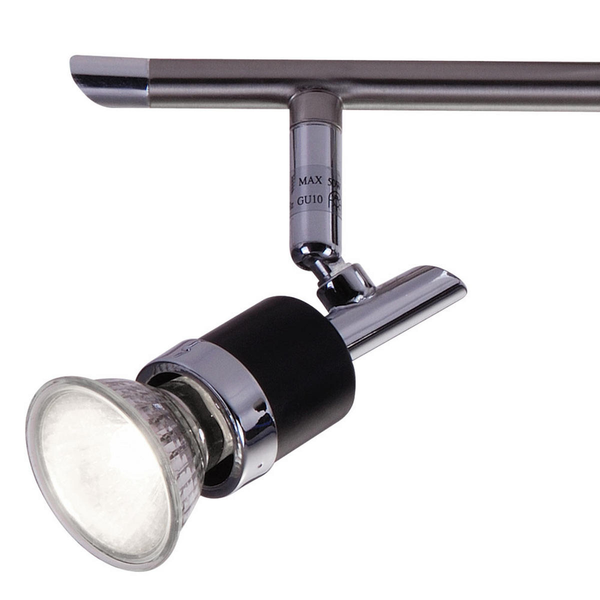 LED DECKENLEUCHTE Chrom Schwarz Schwenkbar - Silberfarben, Metall (38/6/13.5cm) - Globo Lighting