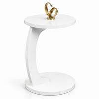 BEISTELLTISCH C-förmig rund 38 x 55 cm MDF Weiß - Weiß, Holz (38/38/55cm) - Meubliv