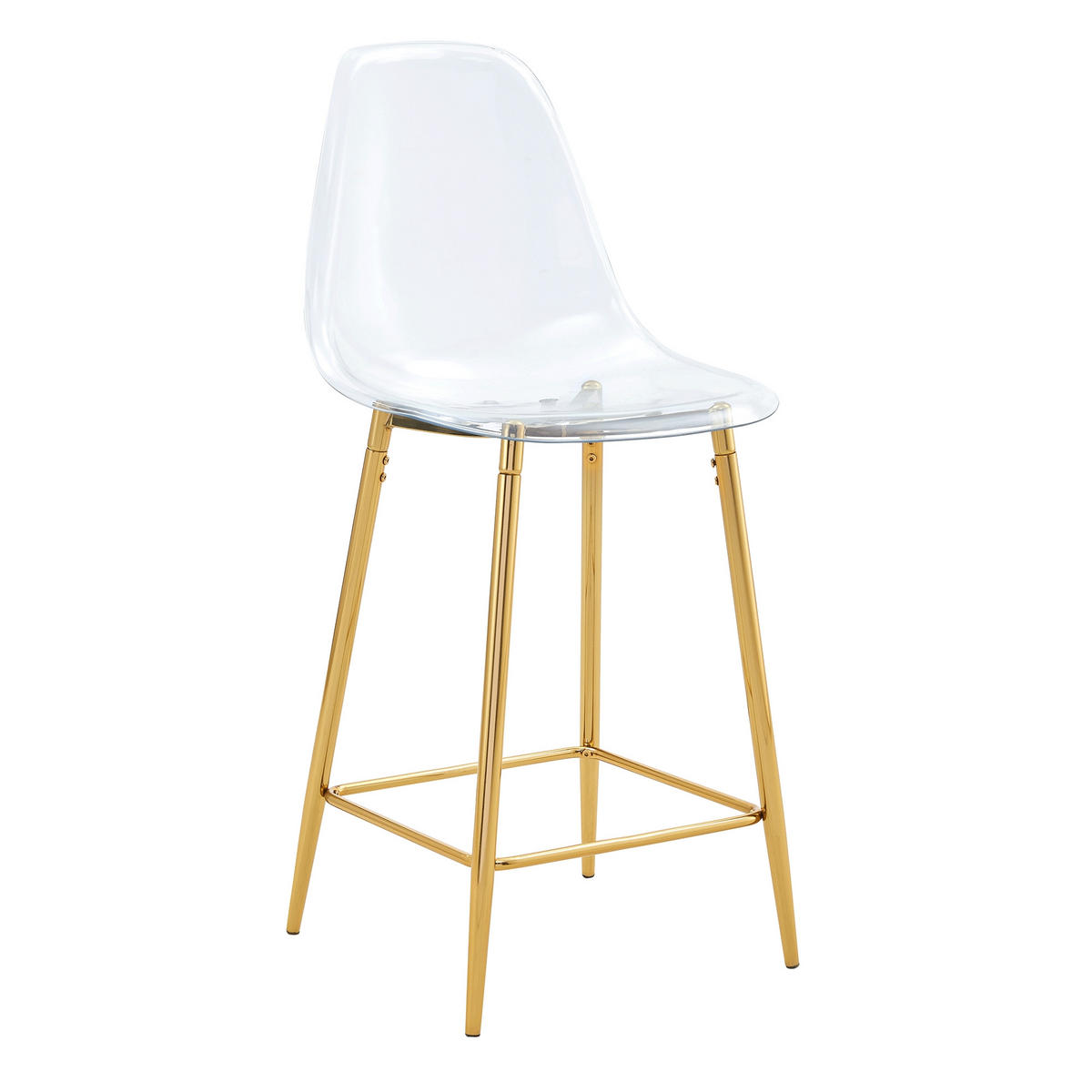 BARHOCKER 2er-Set Gold Transparent mit Acryl-Sitzschale und Fußstütze - Goldfarben, Kunststoff (51/102/45cm) - PANGIVO