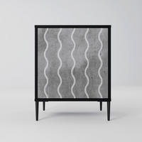 SIDEBOARD WAVES OF CONCRETE, Schwarz, 57,5x42x72,5 cm, Schwarze Metallfüße - Multicolor/Schwarz, Holzwerkstoff/Metall (57.5/72.5/42cm) - SpaceRebels