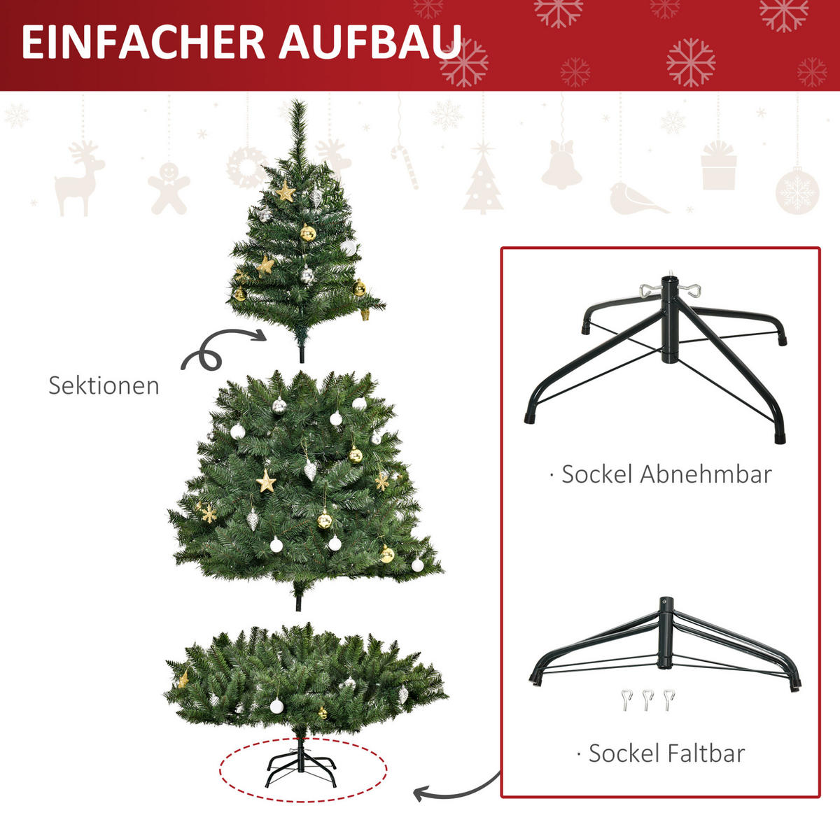 WEIHNACHTSBÄUME 112/112/180 cm gruen aus Metall mit 200 LEDs - Grün, Metall (180cm) - OKWISH