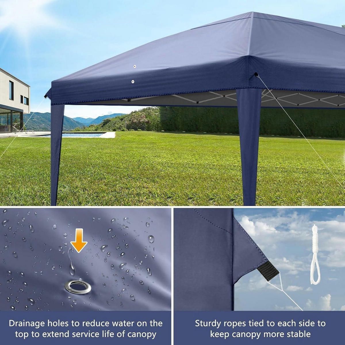 FALTPAVILLON 3x6m Wasserdicht mit 6 Seitenteilen Blau - Blau, Textil (300/268/600cm)