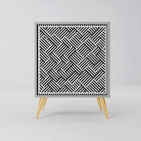 SIDEBOARD TEMPORARY SEQUENCE, Grau, 57,5x42x75,5 cm, Goldfarbene Metallfüße - Goldfarben/Multicolor, Holzwerkstoff/Metall (57.5/75.5/42cm) - SpaceRebels