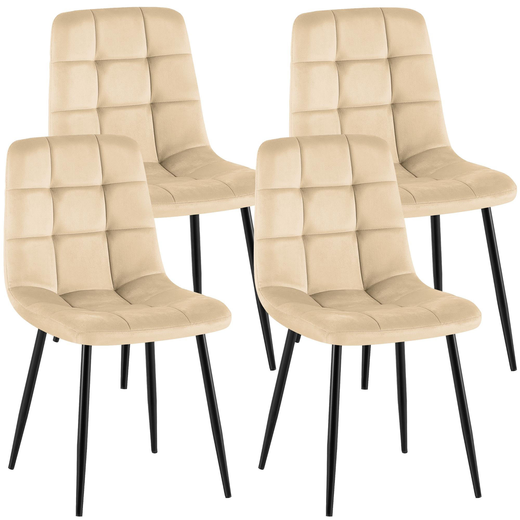 STUHL 4 Samt Creme - Creme/Schwarz, Textil/Metall (45/84/55cm) - CLP