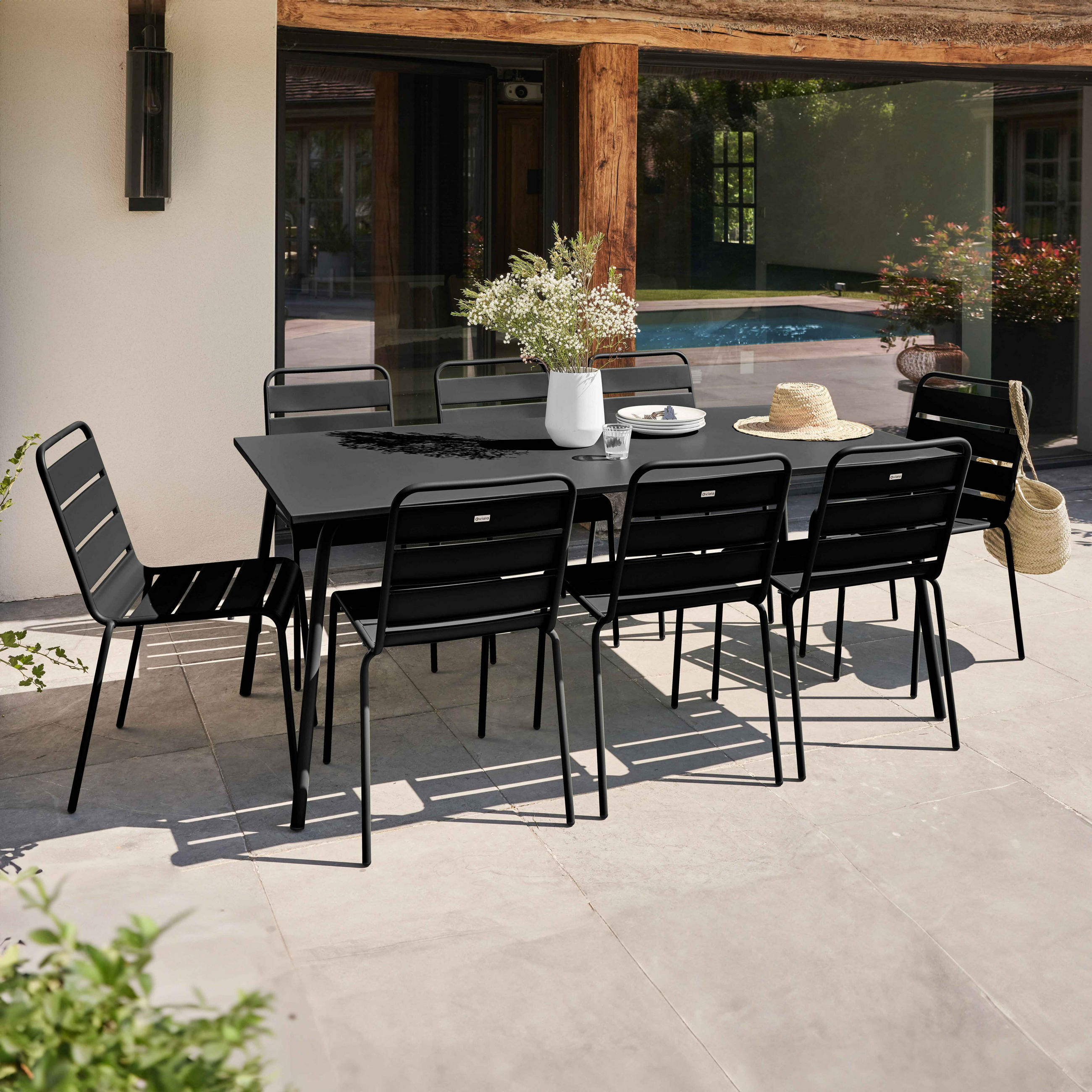 GARTENSET 9-tlg., Schwarz - Schwarz, Metall - Oviala