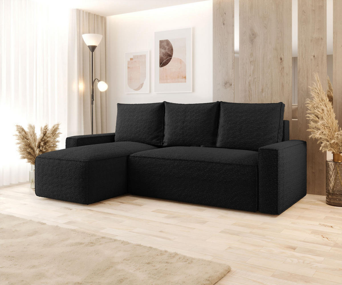 ECKSOFA mit Schlaffunktion SAVIO Quelle 100 Links - Schwarz, Textil (232/140cm) - Bedante