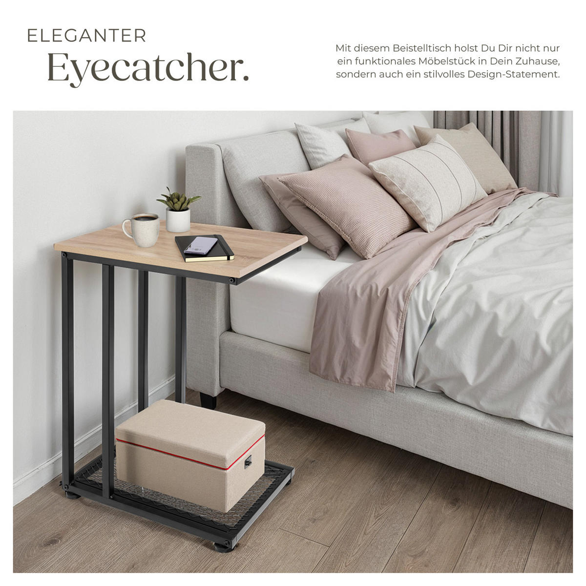 BEISTELLTISCH Eton,48 x 35 x 66 cm,Industrial Holz hell, Eiche Sonoma - Naturfarben, Holz (48/35/66cm) - tectake